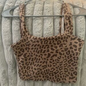 Leopard Print Brown Crop Top